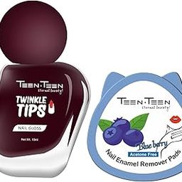 TEEN TEEN Twinkle Tips Nail Polish 10 ml - Shade 22 With Nail Polish Remover Pads-image-123