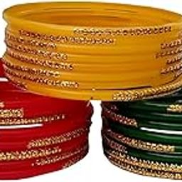 A g Glass Bangles For Women Multi Color Chudi Set (24 Bangles)-image-42
