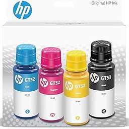HP GT52 CMY/GT53 Blk Ink Bottle 4-Pk,Multi-Color Pack-4