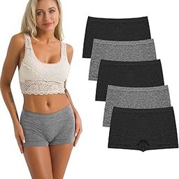 Women's Boyshort Panties Seamless Nylon Underwear Stretch Boxer Briefs 5 Pack-picture-45