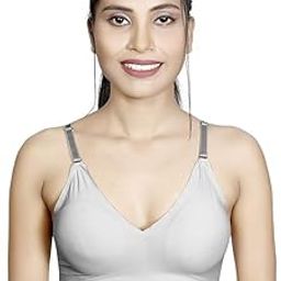 Silky Seamless Nursing Maternity No Show Wireless Bra, Smooth, Cooling, Lightweight for Breastfeeding, Pregnancy Silk Adjustable & Removable Strap Back Hook Bra, Free Size-1Pc Multicolour-image-94
