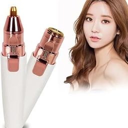 ENINAS 2-in-1 Rechargeable Eyebrow Trimmer, Facial Hair Remover with Replaceable Heads, LED Light, Rose Gold (WHITE)-picture-28