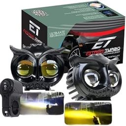 ELTRON TURBO 1 Years Warranty 12V 45W Dc Fog Light Owl Shape Spot Projector White And Yellow LED Light Off-Roading Universal For All Bikes, Motorcycle, Scooty (Pack Of 2&Switch)-image-26