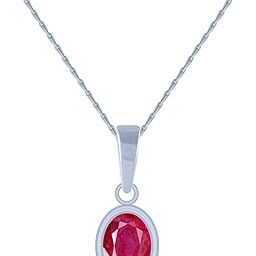 925 Sterling Silver Silver and Ruby Pendant for Women-image-6