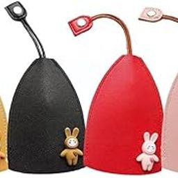 Car Key Case, 4 PCS Cute Key Case Holder PU Leather Key Pouch Large Capacity Pull Out Car Keychain Bag Sleeve-15