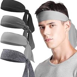 Ubervia® Mens Headband (4 Pack), Mens Sweatband & Sports Headband for Running, Cycling, Basketball - Stretchy Moisture Wicking Hairband (Black/Grey/Light Grey/Grey)-image-94
