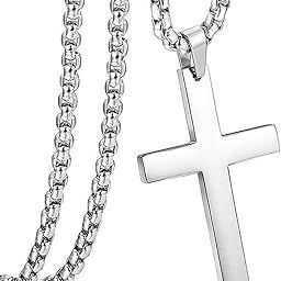 Religious Lord Jesus Crusifix Cross Silver Stainless Steel Pendant Necklace Chain For Men And Women-image-17