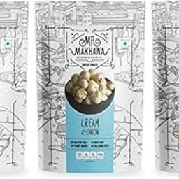 Mr. Makhana Roasted Makhana and Foxnuts | Healthy Snacks | Gluten Free | MSG Free | Antioxidant | Rich Calcium | Zero Trans Fat | Zero cholesterol (Cream & Onion 55gx3)-image-38