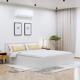 Bniture Modern Beds for Bedroom || Beds with Designer Headboard || Engineered Wood Bed with Storage (Frosty White, Queen) (H- 80 CM x L- 202 CM x W- 156 CM)-image-88