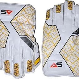 AS Leather Cricket Wicket-Keeping Gloves | Ideal for Men | Professional-Grade Fit and Comfort Gold & White-image-43