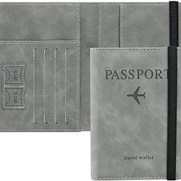 Passport Holder Cover Travel Wallet Organiser, Passport Case with PU Leather Travel Document Holder for Men & Women Travel Accessories (Grey)-image-126