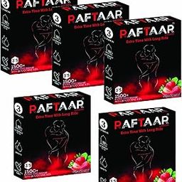 RAFTAAR Strawberry Flavoured 1500+ Dots Extra Time Condoms pack of 5 total 15 units-image-57