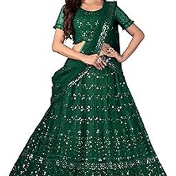 Embroidered Lehenga Set, Women's Net Mehendi Sangeet Reception Wedding Lehenga-image-5