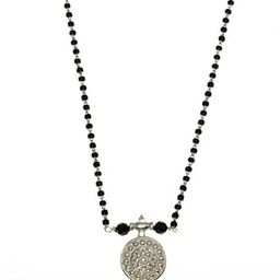 House of Aadyaa Handmade Round Motif Mangalsutra for Women | Made in 92.5 Silver with Black Beads - Modern & Classic-picture-18