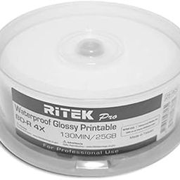25-Pak Ritek Pro 25GB 4X Waterproof GlossyWhite Inkjet Hub Printable Blu-ray BD-R’s in Cakebox-image-65