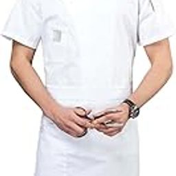 Unisex Chef Coat Breathable Waiter Apparel Chef Jacket for Food Service White Medium Clothing Shoes & Accessories | Uniforms & Work Clothing | Jackets & Vests-image-71