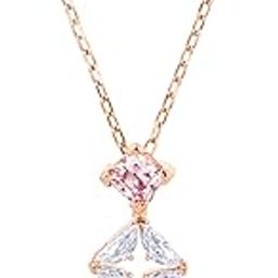 Womens Dazzling Swan Y Necklace, Swan, Pink, Rose Gold-Tone Plated-image-45