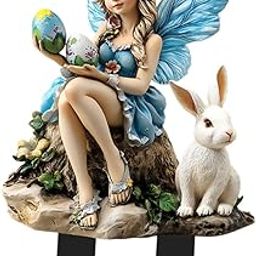 Easter Fairy and Bunny Garden Stake Planter Decoration for Pathway Yard Lawn-image-69