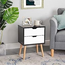 DDS Dream Decor Shoppee End Table with 2 Drawer Accent Table (Black & White)-14