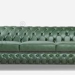 Sixpine Premium Leatherette Tufted 3-Seater Chesterfield Sofa|High-Density Foam, Solid Wooden Frame & Polished Legs, Modern Living Room Sofa (Green, 3 Seater, Leatherette)-image-25