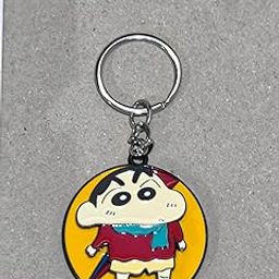Crayon Shin-chan Cartoon Character Keychain, Round Metal Pendant, Yellow and Red-picture-48