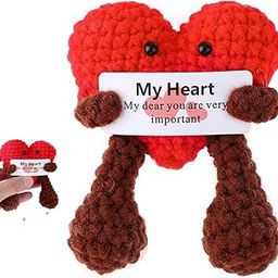 Azonee Handmade Crochet Heart Pocket Hug Doll, Emotional Support Knitting Doll with Positive Card, Valentine's Day Gift, Handmade Pocket Hug for Him & Her-image-18