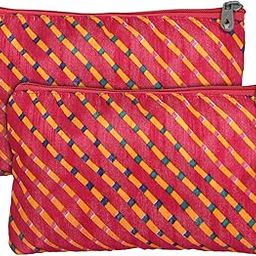 Kuber Industries Polyester Lining Print Purse For Woman/Girls Set Of 2 (Pink) 54KM4343-2