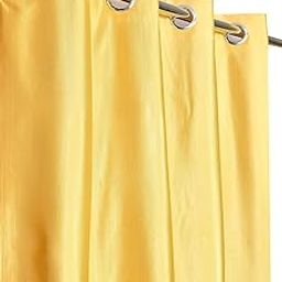 STYLOCASA Polyester Plain Window Curtains 5 feet Long for Bedroom Living Room Curtain, Yellow, Set of 2-image-1