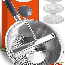 Food Mill Stainless Steel With 3 Discs - Best Rotary Food Mills For Tomato Sauce, Potatoes, Baby Food or Canning - Soft Silicone Handle and Dishwasher Safe - Includes 21 Digital Recipes with Videos-image-37