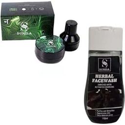 New Black Herbal Facewash with Activated Charcoal, 100 ml and 1 Sunisa Air Cushion BB Cream - (Pack of 2)-0