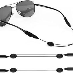 2 Pcs Adjustable Eyeglass Strap Sunglass Strap Anti-slip Eyewear String Holder Sports Sunglasses Chain for Women Men Boy Girl Black-26
