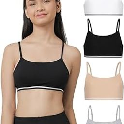 4 Pack Pure Cotton Bralette for Girls, Non Padded Bras-Slip On Teenage Bras-Combo Pack-Solid Printed, 9-10 Years Multicolour-picture-18