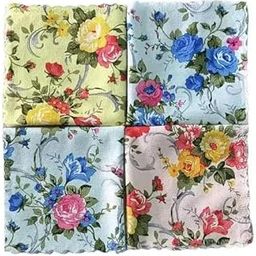 Beautiful Flower Design Ultra Soft Fabric Handkerchief/Hanky for Women and Girl (Pack of 12)-21