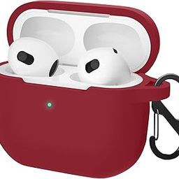 LIRAMARK Silicone Soft Case Cover with Buckle for Airpods 4 (2024), Apple airpods 4th Generation case (Wine)-14