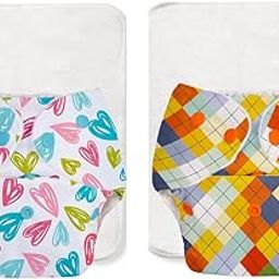 SuperBottoms BASIC EASY - Pack of 2 Freesize Washable & reusable waterproof adjustable cloth diaper for babies with quick drying soaker (insert) - Print may vary-image-52
