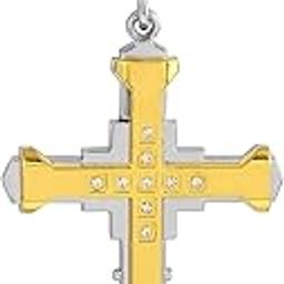 Stainless Steel Two colour CZ Heavy Cross Crucifix chain pendant Christian jewellery Men Women (PCMC8518)-picture-13