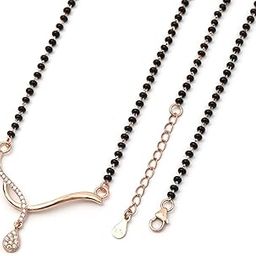 925 Sterling Rose Gold Plated Black Beaded Mangalsutra For Women-17