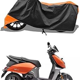 All Weather Bike Cover for VIDA V2 Plus Scooty Bike Cover with Water-Resistant and Dust Proof Premium 190T Fabric_Orange Stripe-image-4