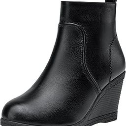 Women's 9679 Wedge Ankle Boots, Classic Ankle Wedge Booties 3 Inches Heel with Side Zipper for Lady-image-44