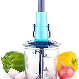 TRISHU TOYS HUB Instant Push Chopper with 5 Blades for Chopping Vegetables and Fruits with Blender 2 in 1 for Your Kitchen (1000 ml)-image-118