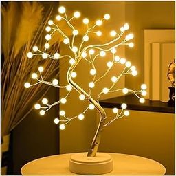 EMERGE Bonsai Tree Light LED Battery&USB Pearl Tree Table Lamps 19.69 inch LEDs Fairy Lights Decor for Valentine's Day Party Wedding Bedroom Indoor Decoration Night Light (Gold)-image-62