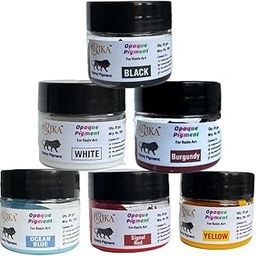 IRIKA Opaque Paste Pigment Resin Art Pigment Set - 6 Colors, 20g Each (BLACK, WHITE, BURGUNDY,YELLOW, SIGNAL RED, OCEAN BLUE)-image-20
