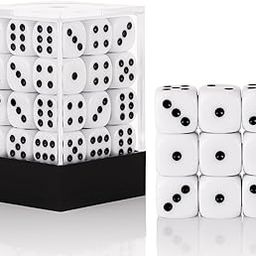 36 of Pack 12MM 6 Sided Dice Set,Solid White Game Dice Set, 6 Sided Standard Colored Dices for Tenzi, Bunco or Teaching Math,with Portable Plastic Box(White)-image-9