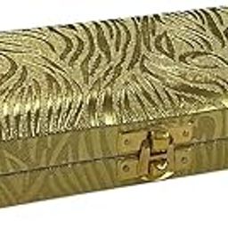 Decorative Shagun Box for Gifting Money Cash Note Gaddi, Gift Sagan Wedding Engagement Occasion, Designer Golden Color, Set of 1, Leatherette Finish Rectangle Shape-5