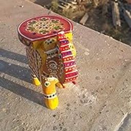Handicraft junction Elephant Shaped Handpainted Wooden Stool Cum Side Table(4 Inch)-picture-13