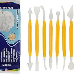 Definite Art Air Hardening Modelling White Clay with Modelling Sculpting Tools (8 Double Headed Tools) (250 Grams)-picture-24