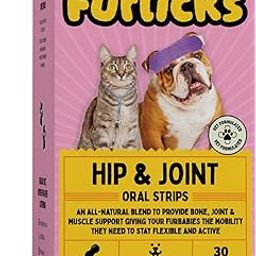 Furlicks Hip & Joint Supplement for Dogs & Cats | Marine Collagen & Calcium for Joint Mobility, Lubrication, Bone Support & Pain Relief (30 Oral Dissolving Strips)-image-0