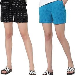 Womens 100% Organic Cotton Printed Regular Shorts - Pack of 2 (Multicolor)-image-12
