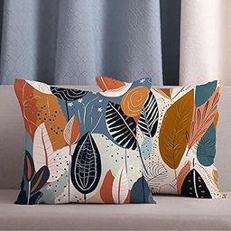 SCPmarts Flower Printed Cushion Cover Home Decorative Covers for Sofa Soft Solid Square Throw Pillow Cushion Covers Satin Set of 2 Cushion Covers Size 16 x 16 Inch (Theme 11)-image-80