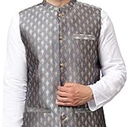 Men's Traditional Silk Cotton Geometrical Printed Premium Nehru Jacket/Waistcoat-picture-36